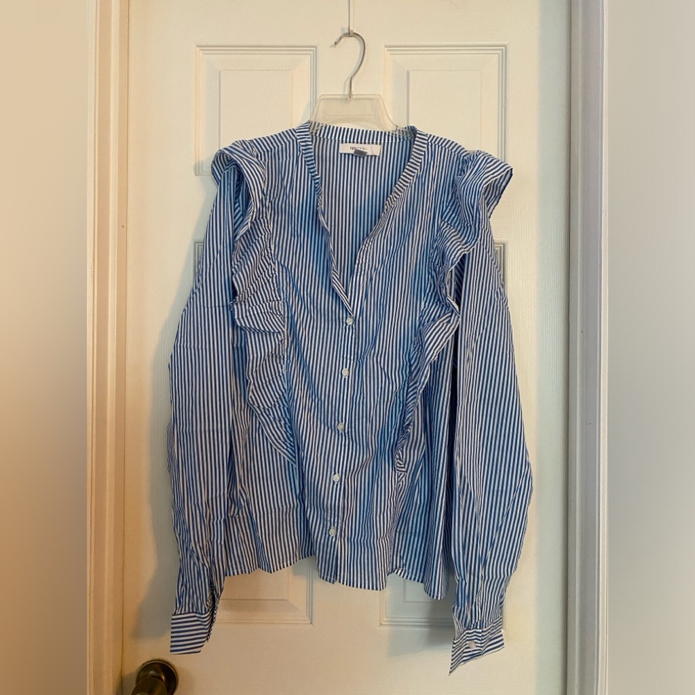 NWOT Forever 21 Striped Ruffle Button-up Blouse | 3X